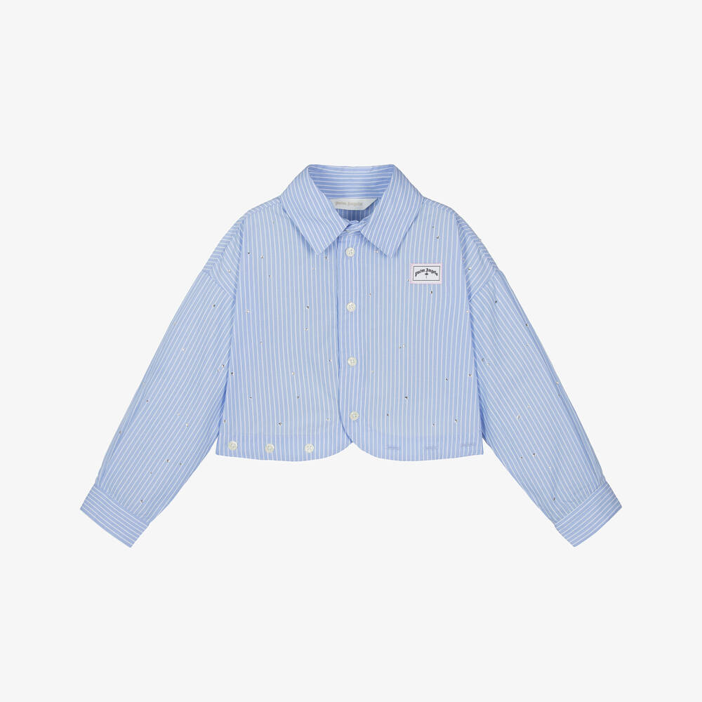 Palm Angels-قميص مخطط أزرق أنيق للبنات | Childrensalon Outlet