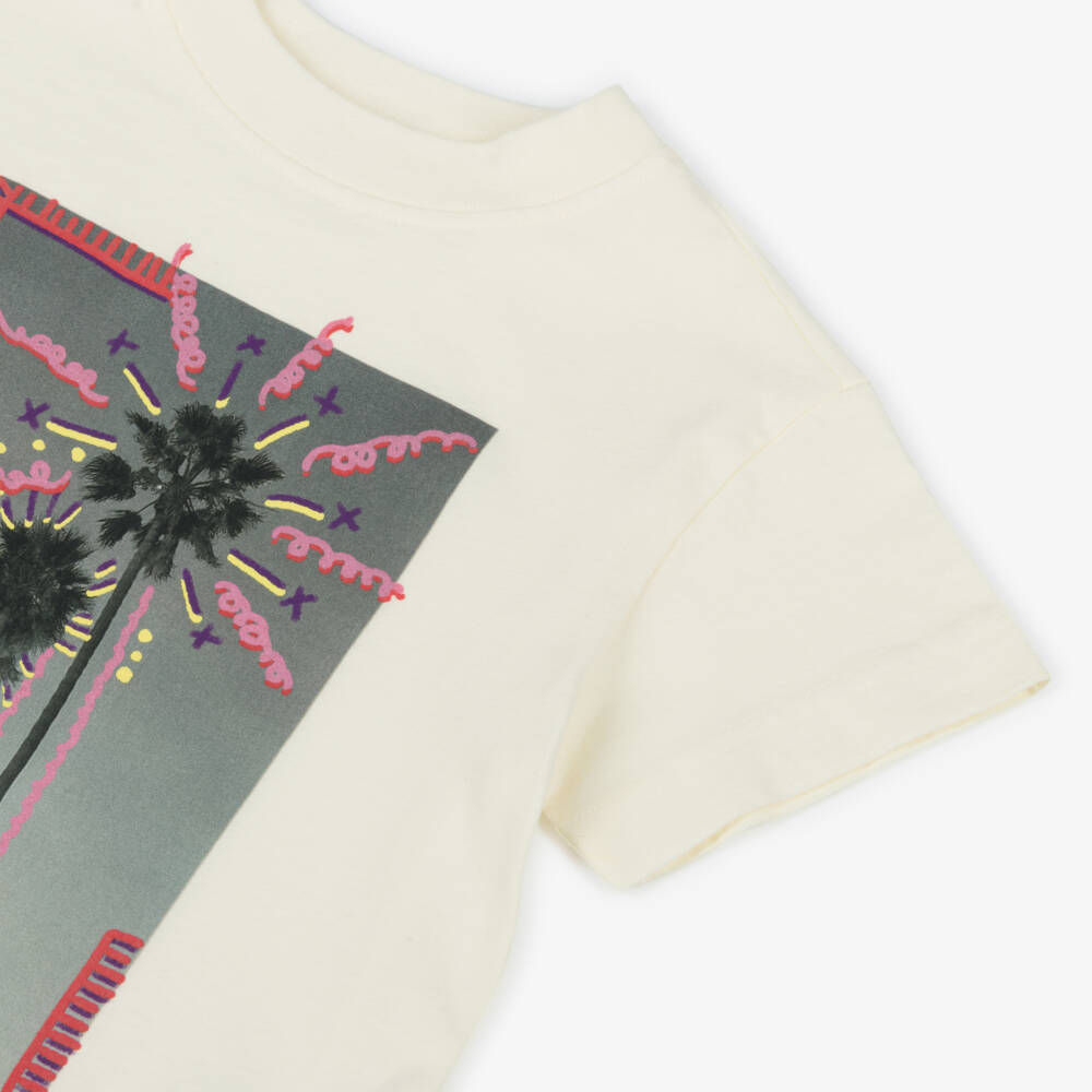 Palm Angels-Girls Ivory Artistic Cotton Tee | Childrensalon Outlet