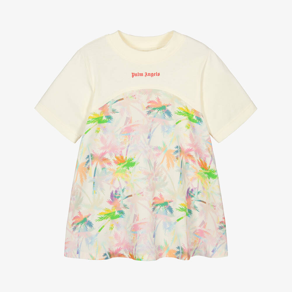 Palm Angels-فستان عاجي بنقشة النخيل للبنات | Childrensalon Outlet
