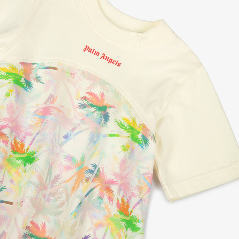Palm Angels-Платье кремовое с пальмовым узором для девочек | Childrensalon Outlet