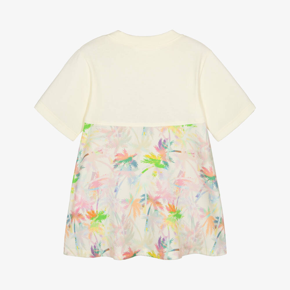 Palm Angels-Платье кремовое с пальмовым узором для девочек | Childrensalon Outlet
