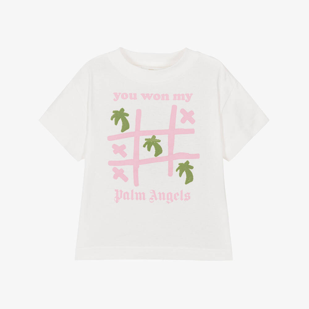 Palm Angels-Girls Ivory Palm Print Tee | Childrensalon Outlet