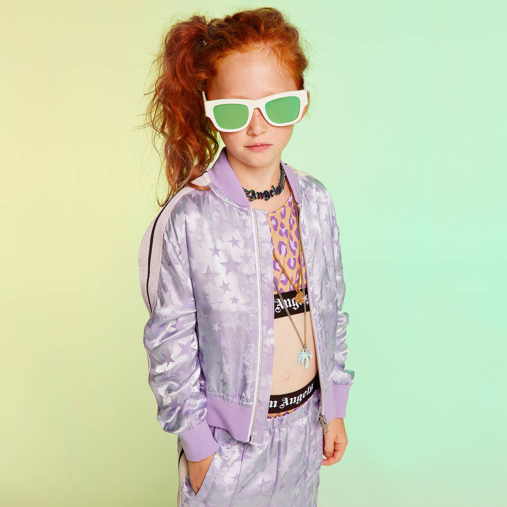 Palm Angels-Girls Lilac Star Jacquard Track Top | Childrensalon Outlet