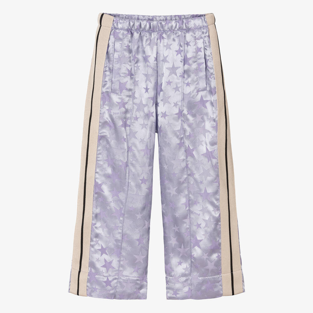 Palm Angels - Girls Lilac Star Jacquard Track Trousers | Childrensalon