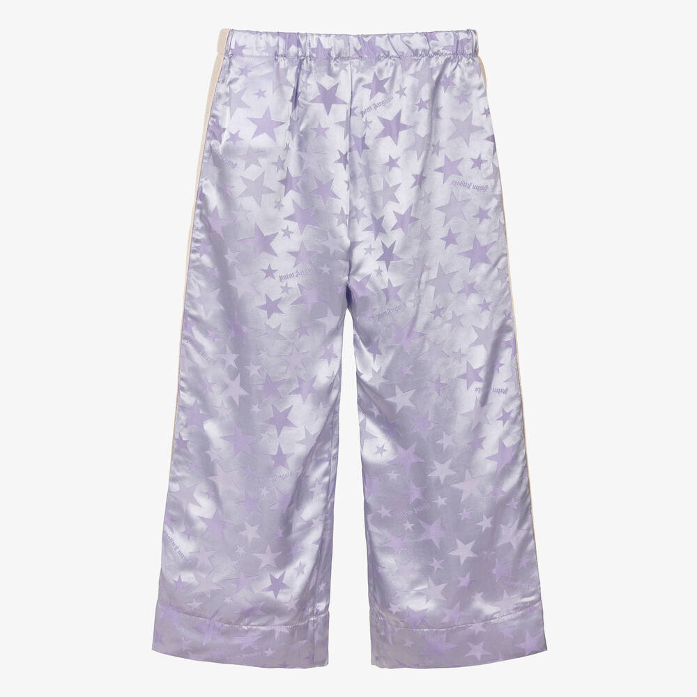 Palm Angels-Girls Lilac Star Jacquard Track Trousers | Childrensalon Outlet