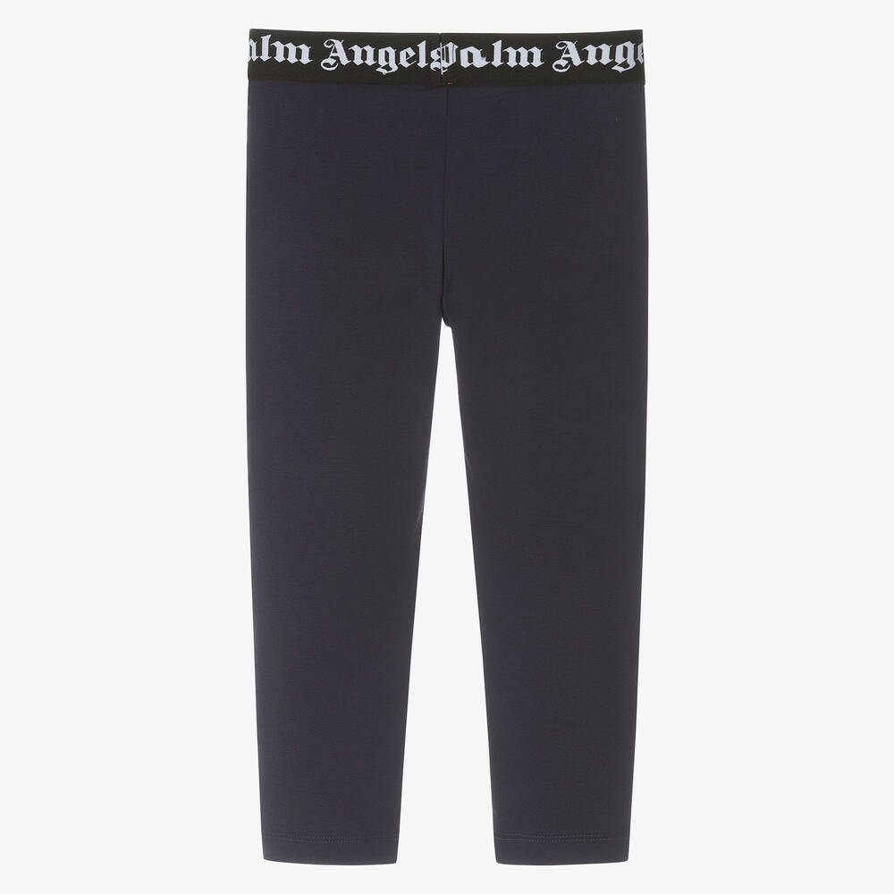 Palm Angels-Girls Navy Blue Cotton Leggings | Childrensalon Outlet