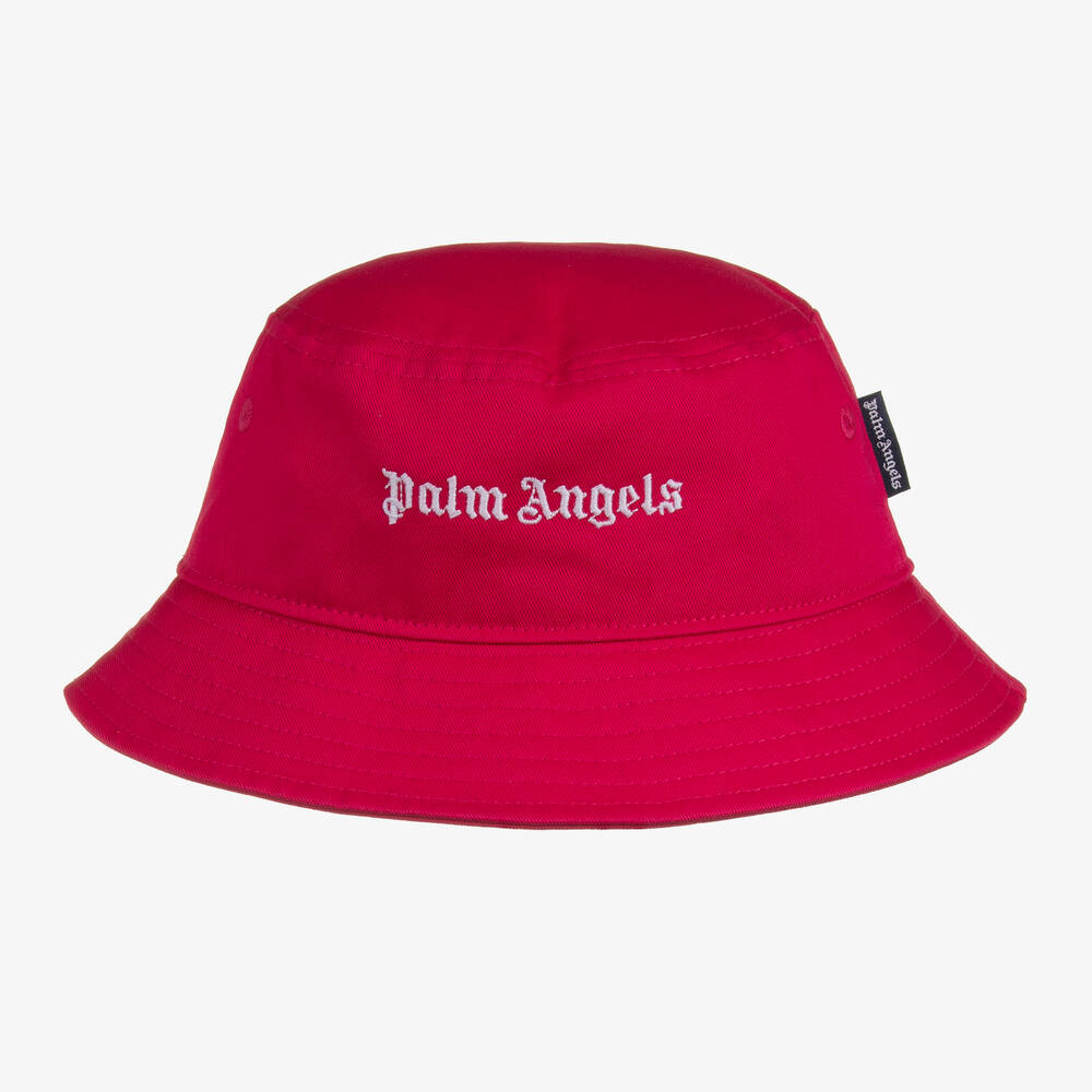 Palm Angels - Girls Pink Cotton Bucket Hat | Childrensalon
