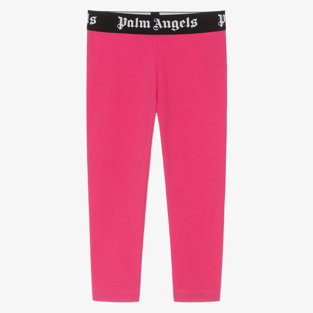 Palm Angels - Girls Pink Cotton Leggings | Childrensalon