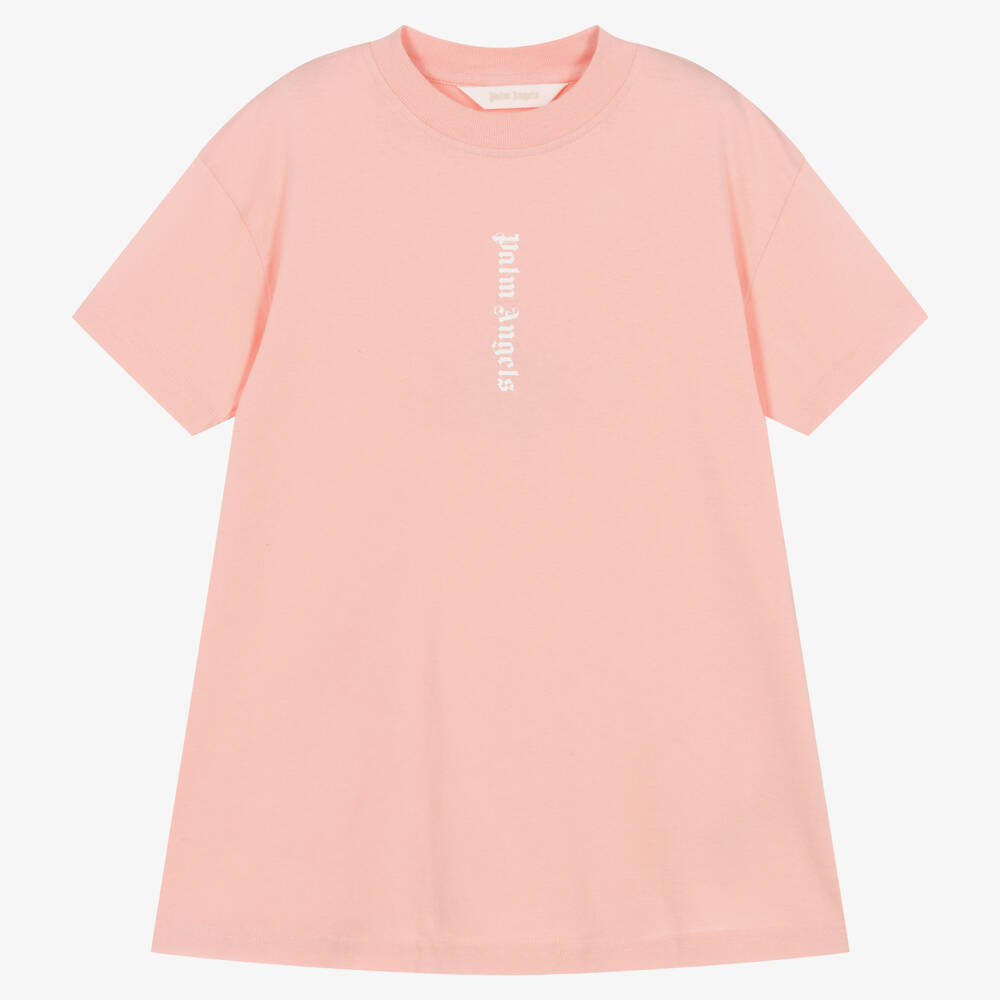 Palm Angels - Robe t-shirt rose en coton fille | Childrensalon