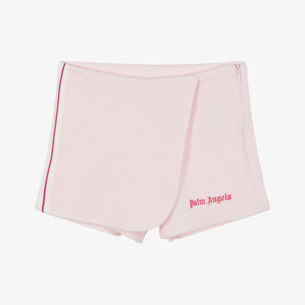 Palm Angels-Girls Pink Cotton Waffle Jersey Skort | Childrensalon Outlet