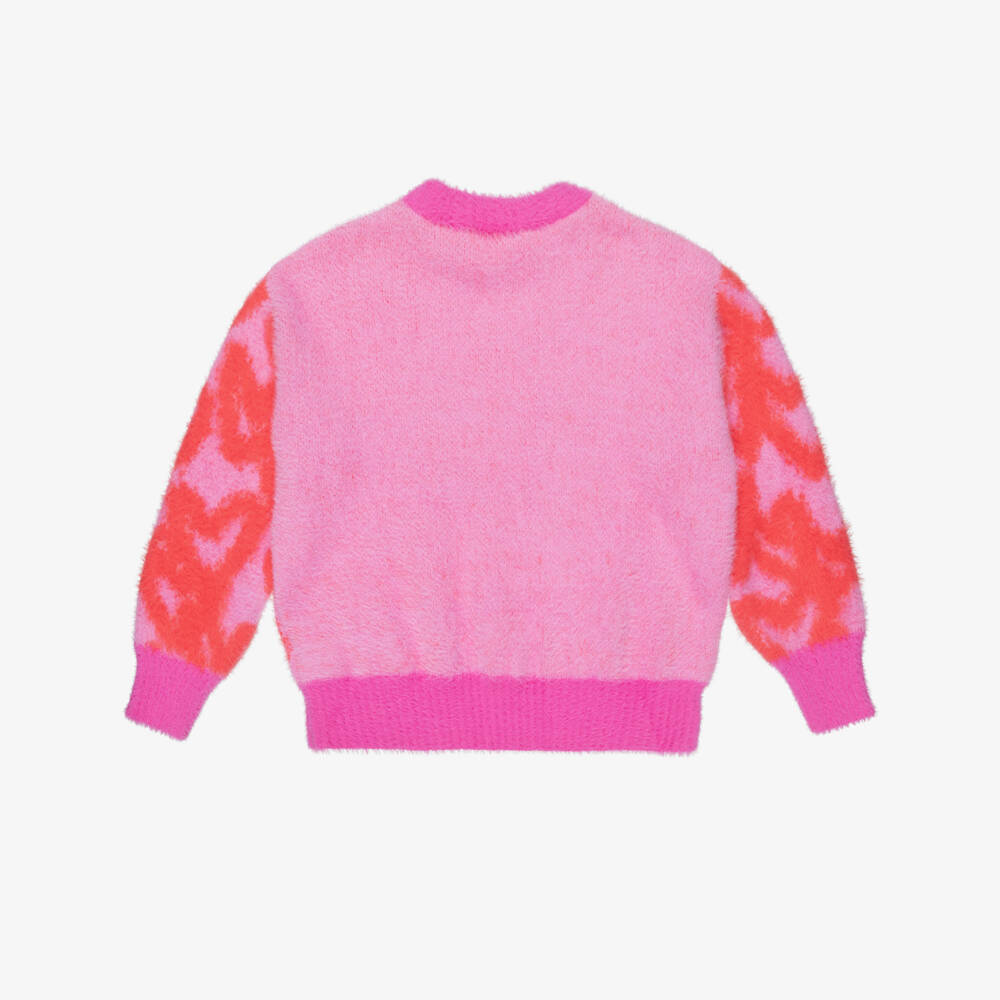 Palm Angels-Girls Pink Fluffy Knit Sweater | Childrensalon Outlet