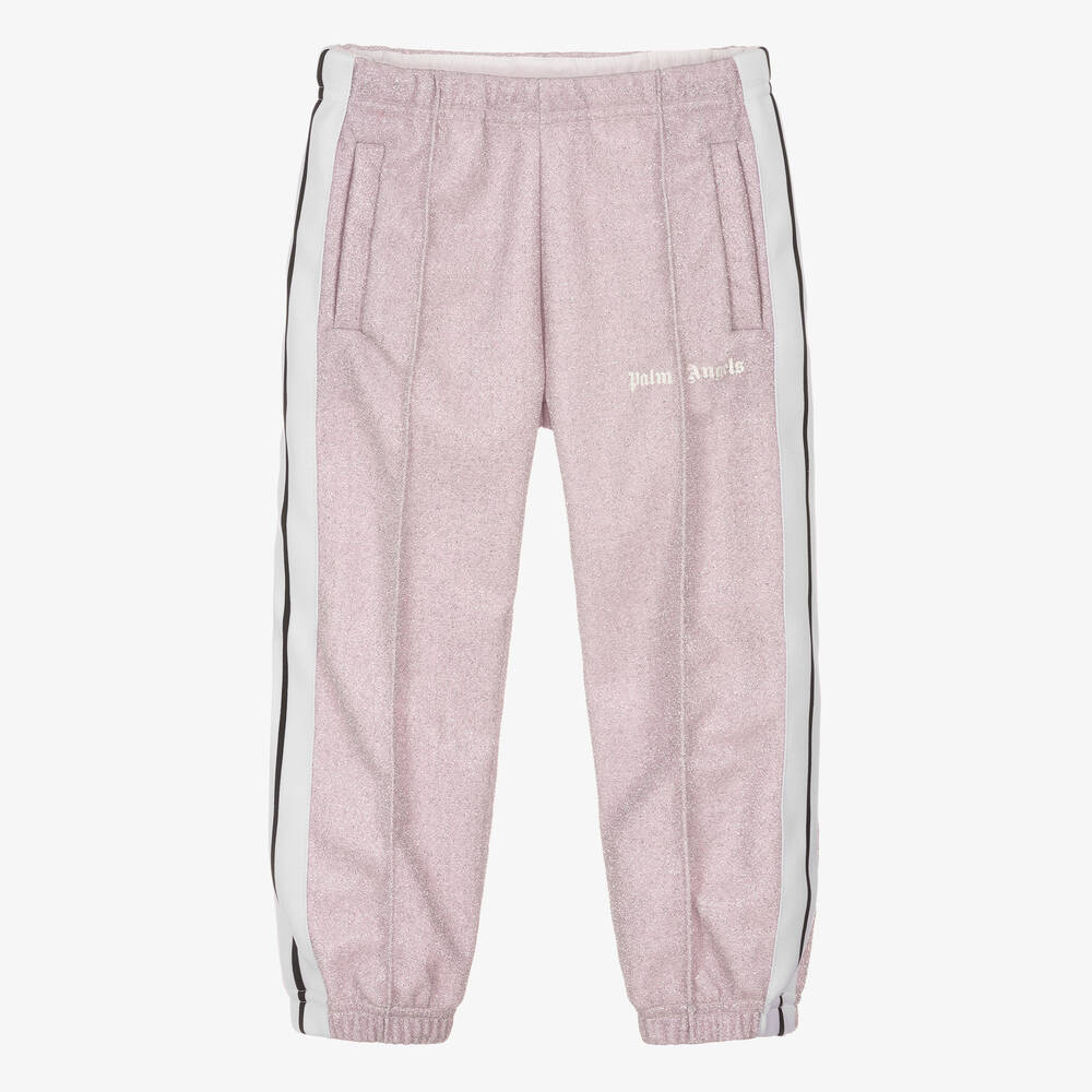 Palm Angels - Girls Pink Lurex Track Joggers | Childrensalon