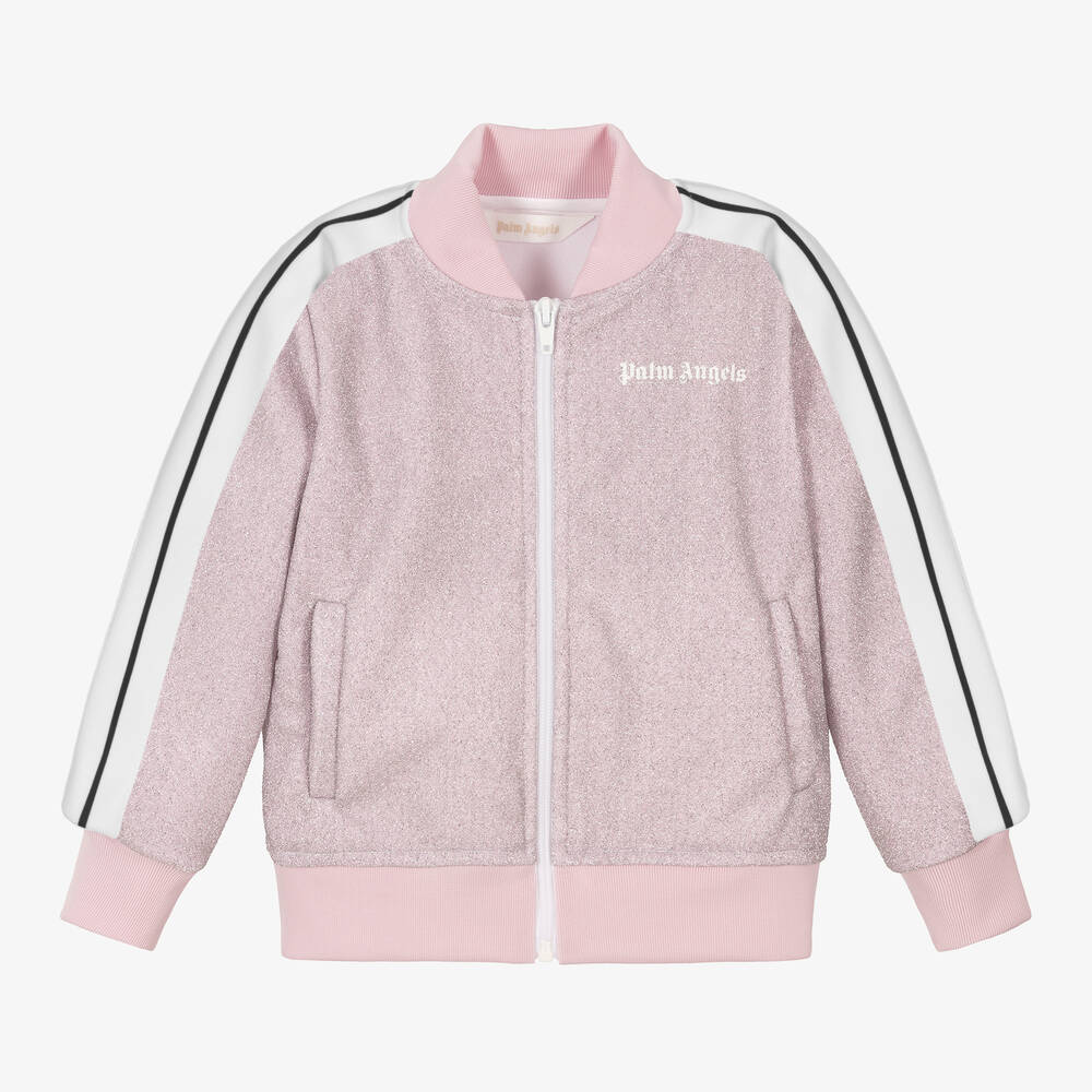 Palm Angels - Girls Pink Lurex Track Top | Childrensalon