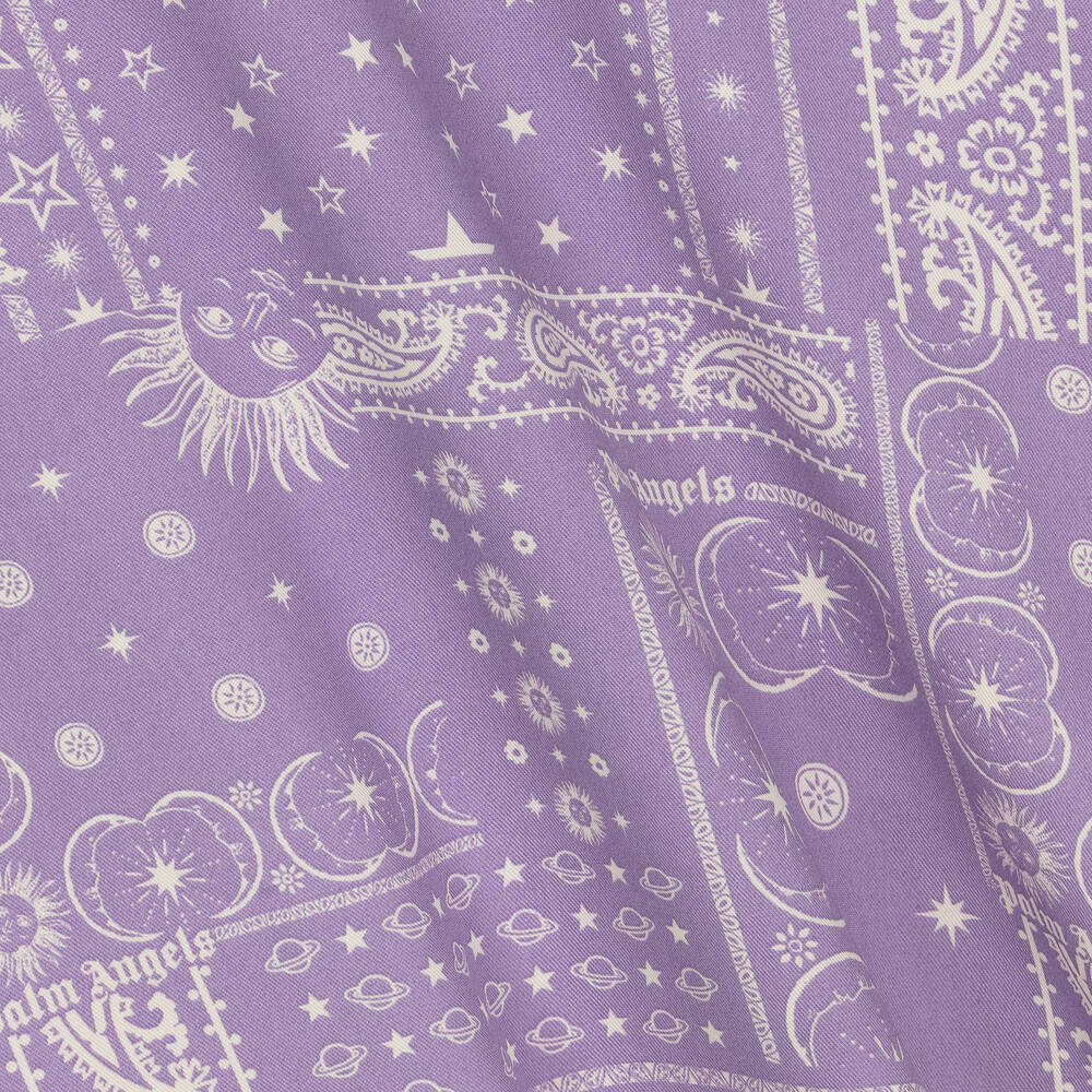 【関税&送料込み】Palm Angels Paisley Patterned Dress Palm Angels - Girls Purple & White Cotton Dress