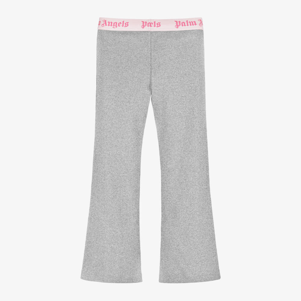Palm Angels-Girls Silver Sparkle Flared Trousers | Childrensalon Outlet
