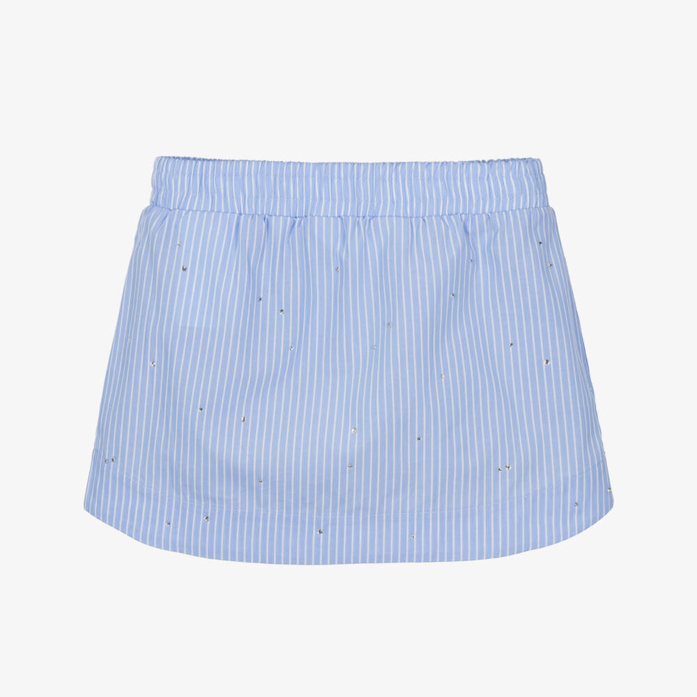 Palm Angels-بلوزة قطنية مخططة باللون السماوي للبنات | Childrensalon Outlet