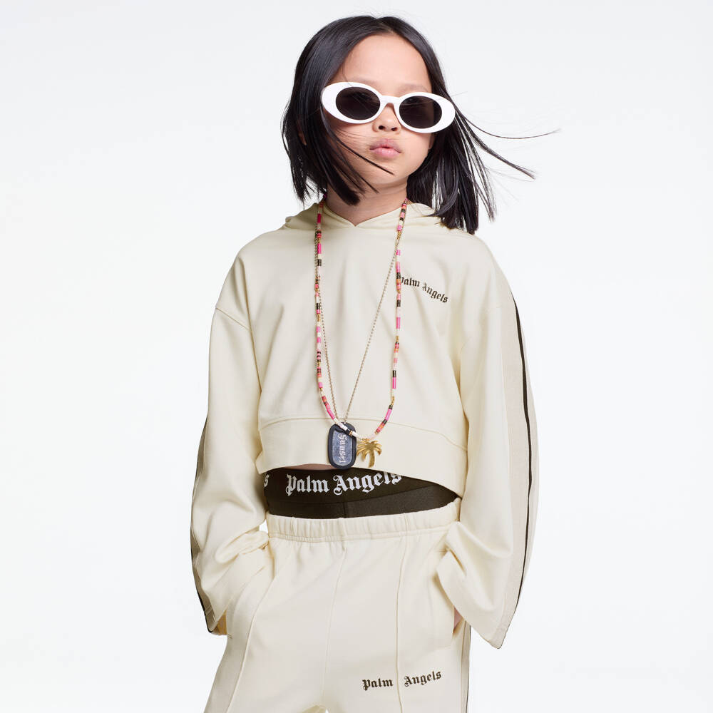Palm Angels-Girls Soft Ivory Jersey Top | Childrensalon Outlet
