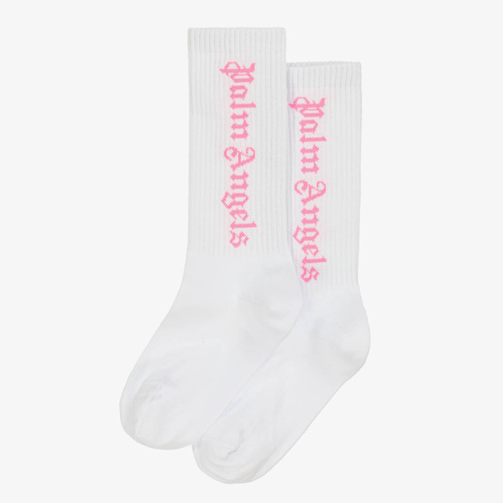 Palm Angels-Girls Soft Knit White Socks | Childrensalon Outlet