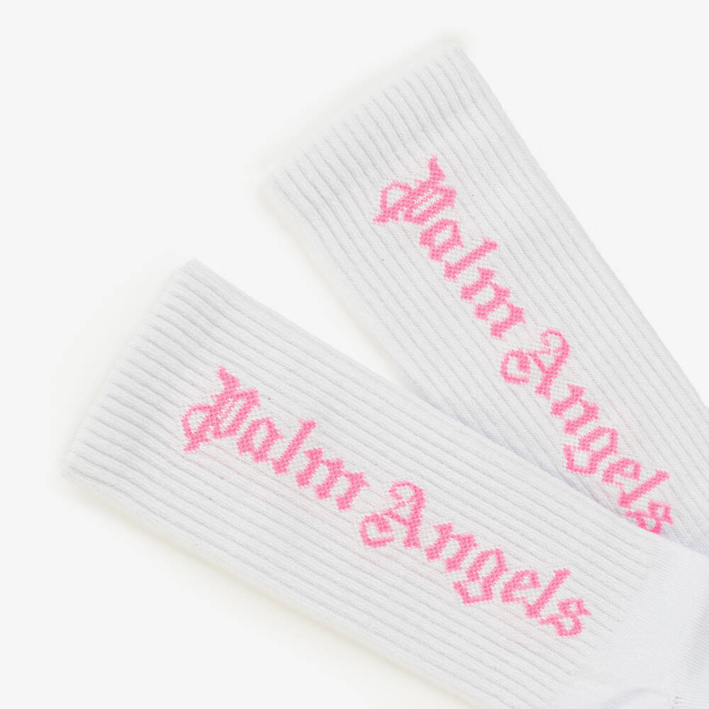 Palm Angels-Girls Soft Knit White Socks | Childrensalon Outlet
