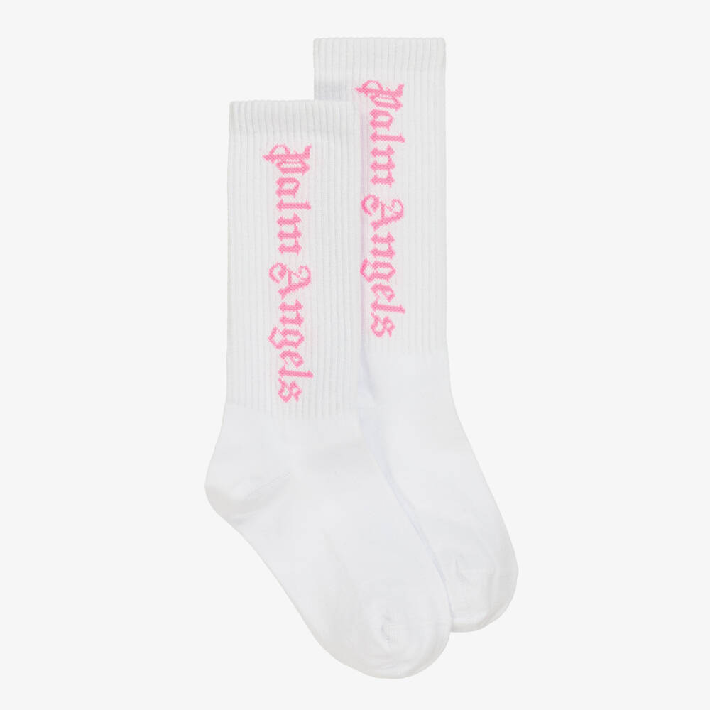 Palm Angels-Girls Soft Knit White Socks | Childrensalon Outlet
