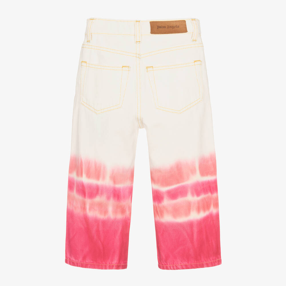 Palm Angels Girls White Pink Tie Dye Jeans Childrensalon Outlet