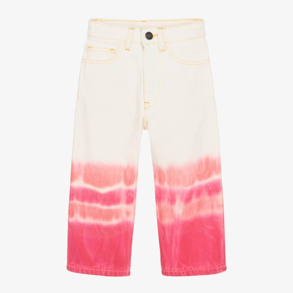 Palm Angels - Бело-розовые джинсы с эффектом тай-дай | Childrensalon