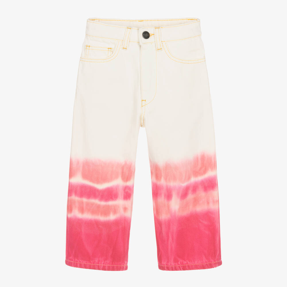 Palm Angels - Jean blanc et rose tie & dye fille | Childrensalon