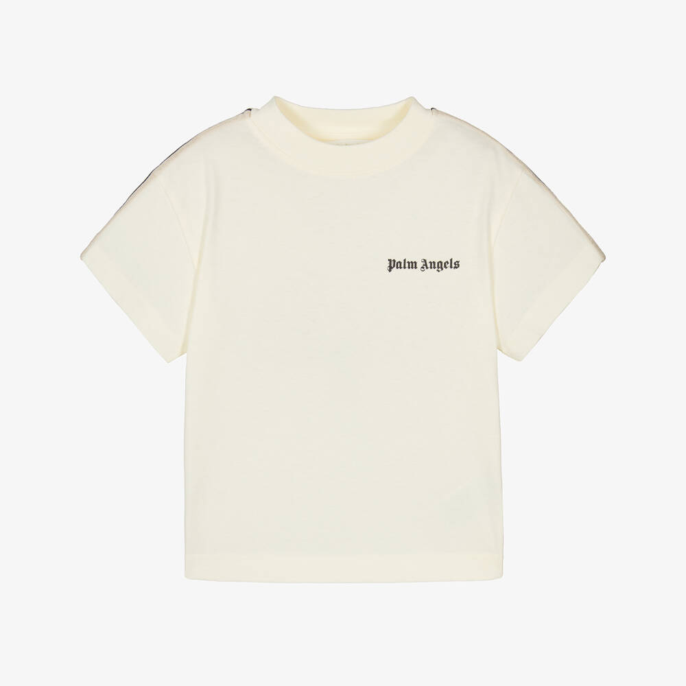 Palm Angels-Ivory Boys Tee in Soft Cotton | Childrensalon Outlet