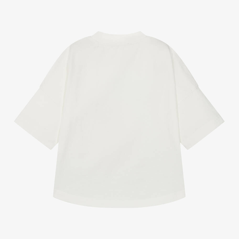 Palm Angels-Кремовая футболка из органического хлопка с пальмами | Childrensalon Outlet