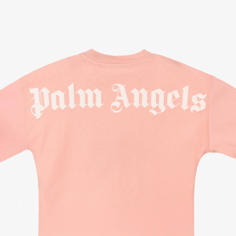 Palm Angels-Pink Cotton Crew Neck T-Shirt | Childrensalon Outlet