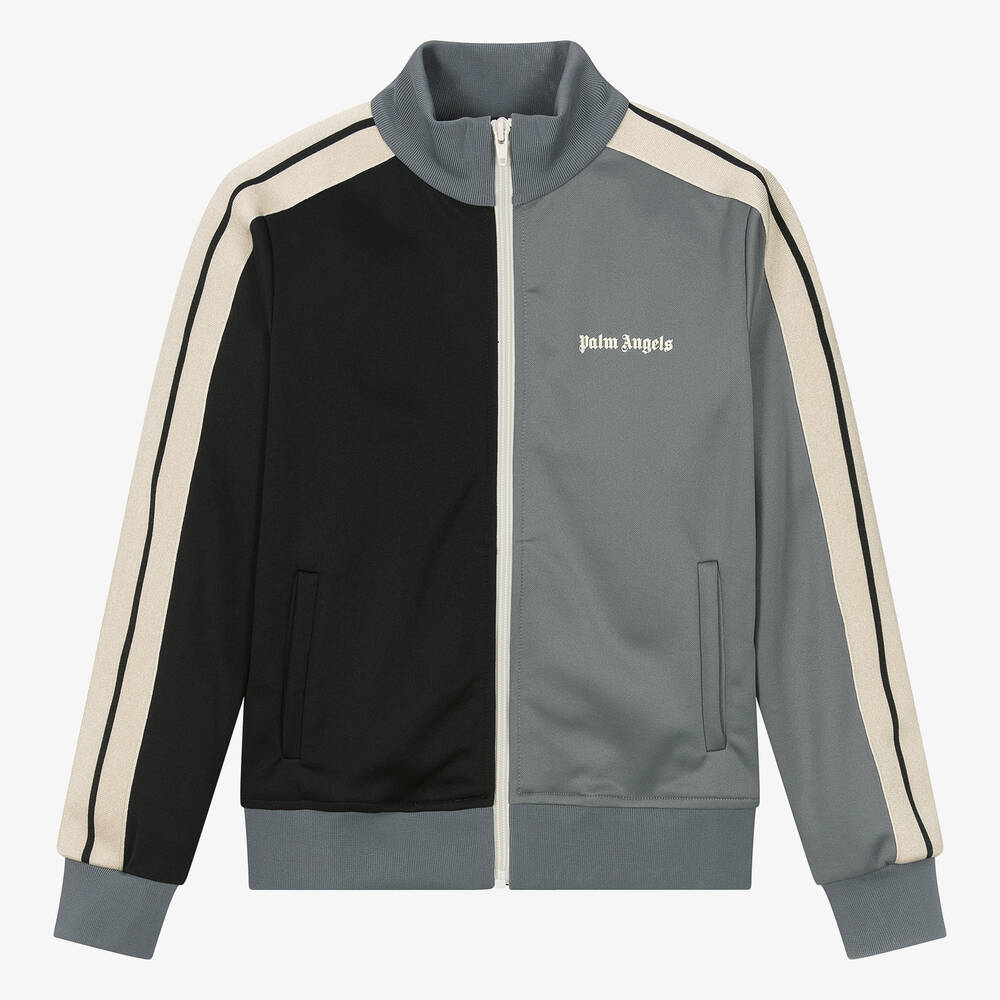 Palm Angels-Teen Boys Black & Grey Two-Tone Track Top | Childrensalon Outlet