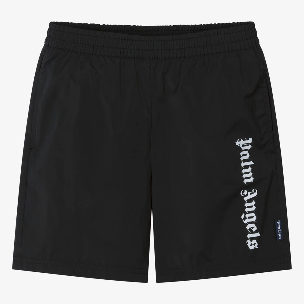 Palm Angels-Teen Boys Black Logo Swim Shorts | Childrensalon Outlet
