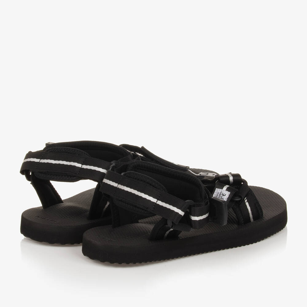 Palm Angels-Teen Boys Black Velcro Strap Sandals | Childrensalon Outlet