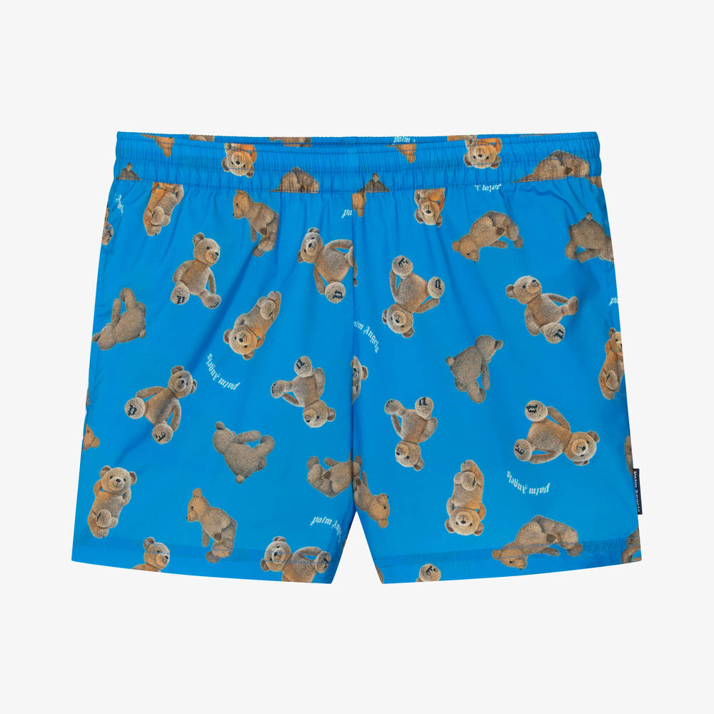 Palm Angels - Teen Boys Blue Bear Swim Shorts | Childrensalon