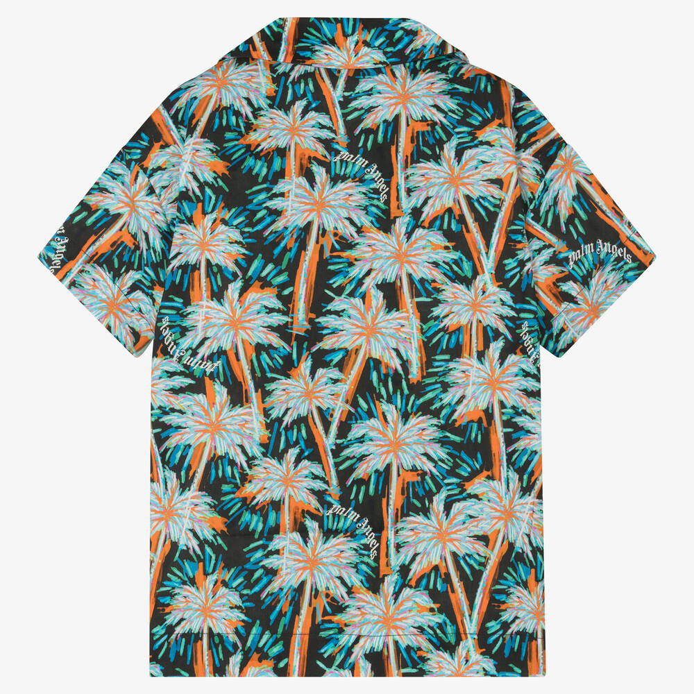 Palm Angels-Teen Boys Blue Cotton Palm Tree Shirt | Childrensalon Outlet