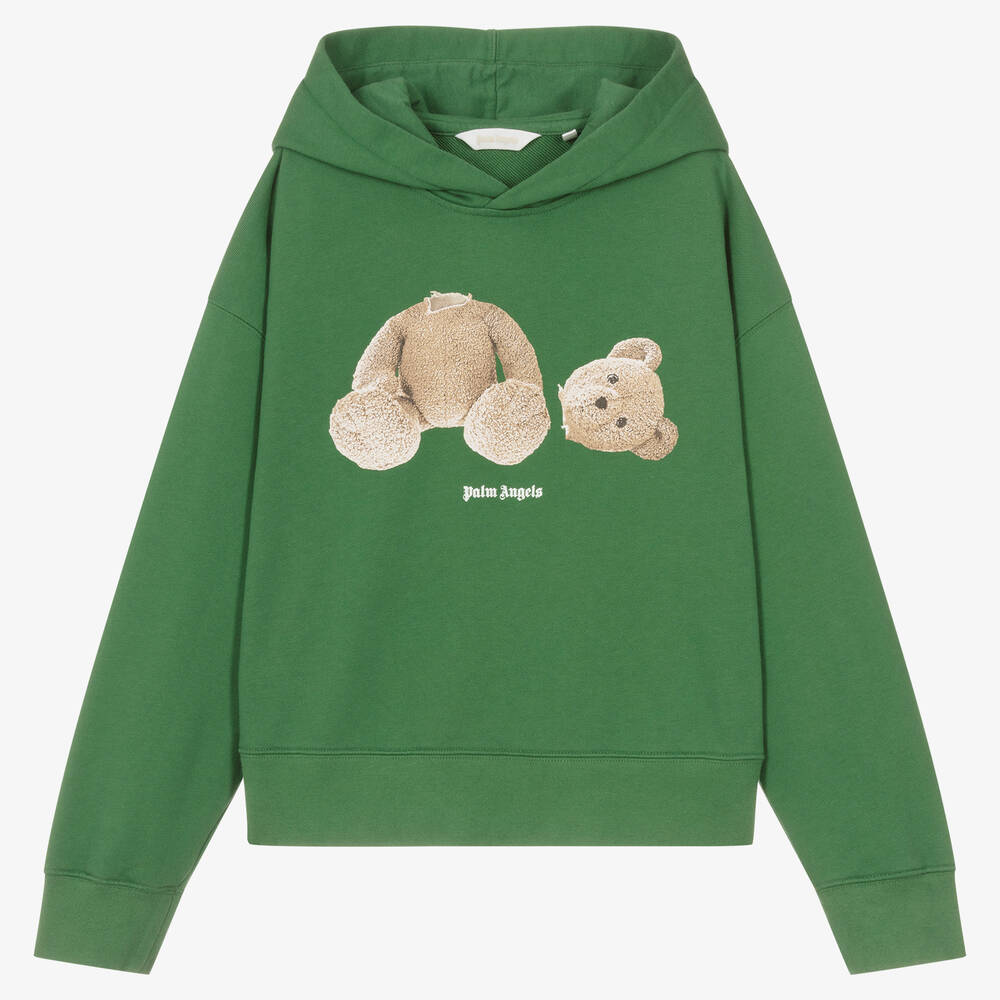 Palm Angels - Teen Boys Green Cotton Bear Hoodie | Childrensalon