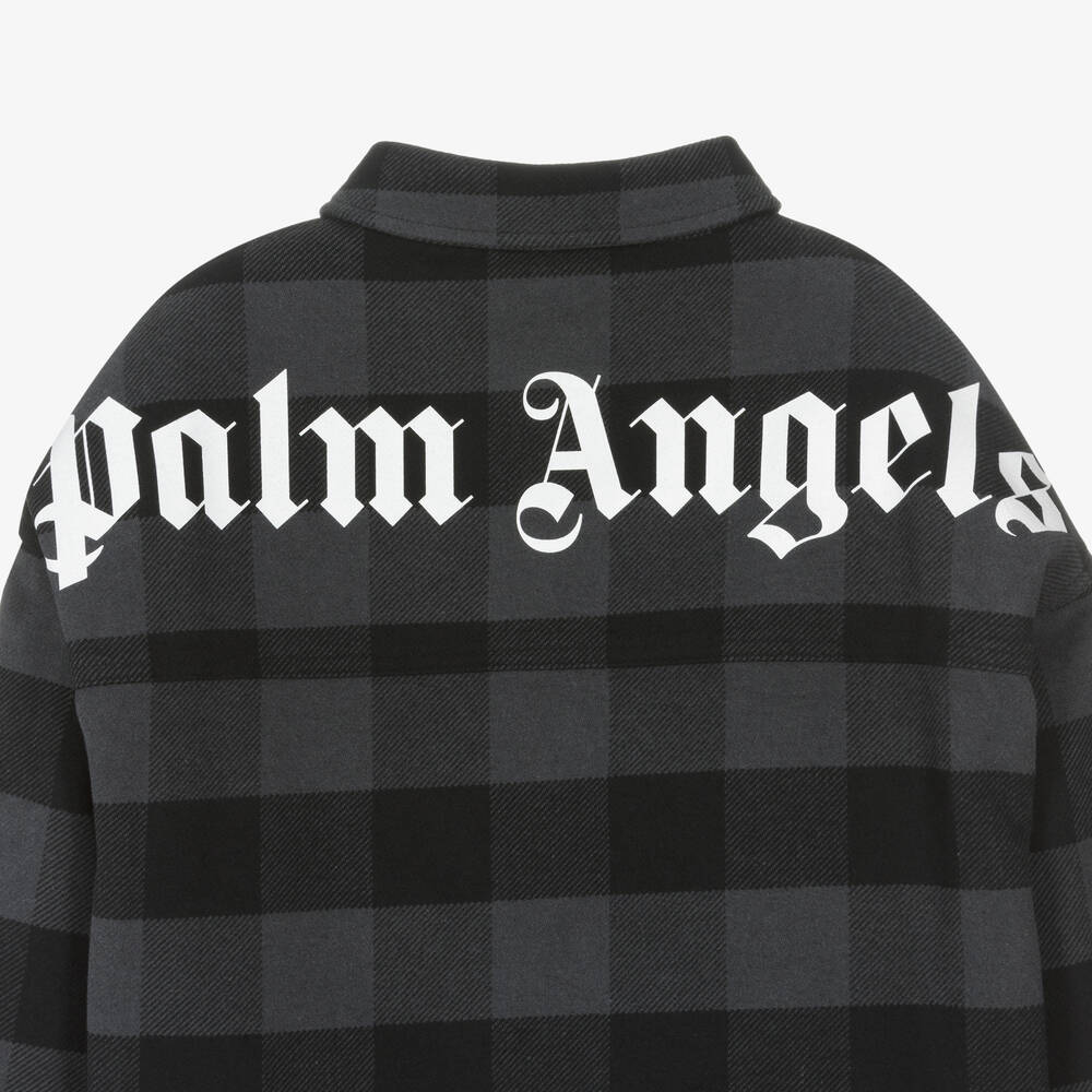 بالم أنجلز-قميص جاكيت هودي قطن تويل كاروهات لون رمادي | Childrensalon Outlet