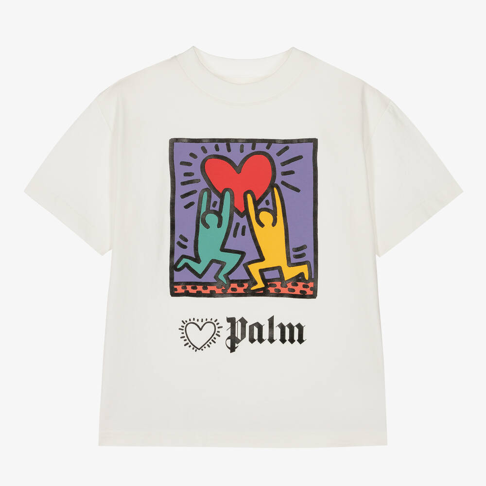 Palm Angels-Teen Girls Ivory Keith Haring T-Shirt | Childrensalon Outlet