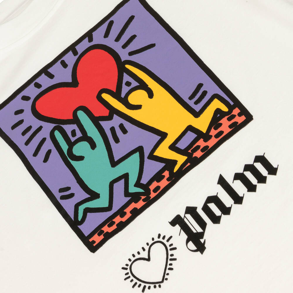 Palm Angels-Teen Girls Ivory Keith Haring T-Shirt | Childrensalon Outlet