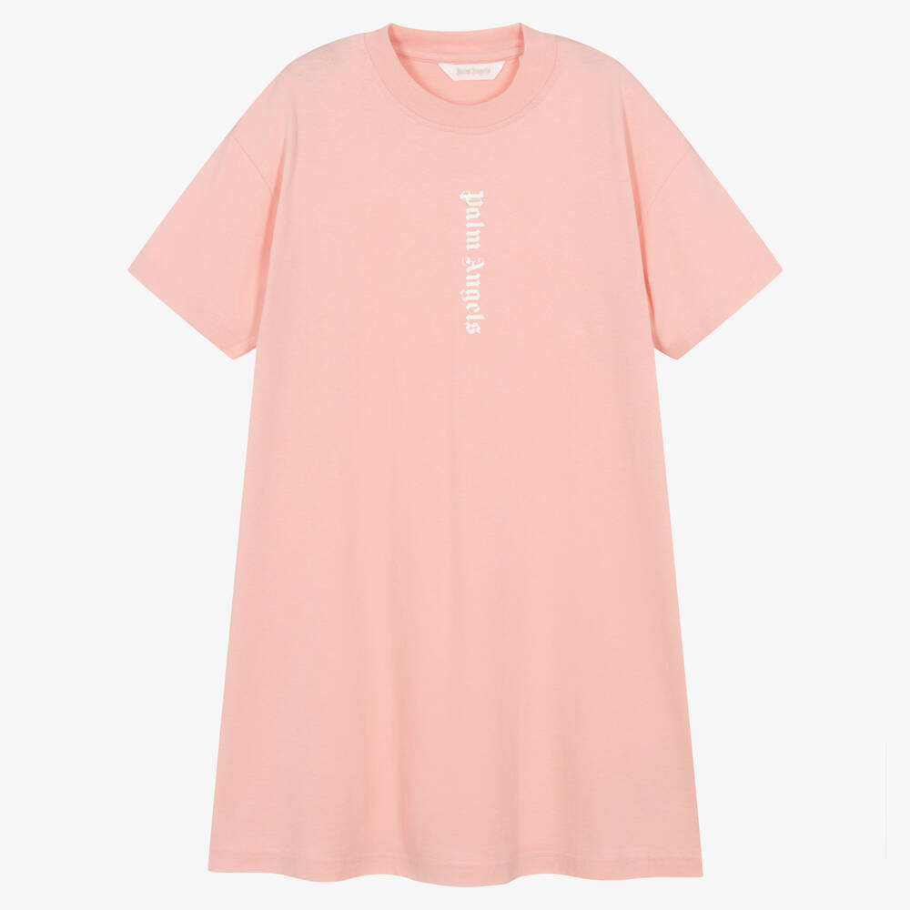 Palm Angels - Robe t-shirt rose en coton ado | Childrensalon