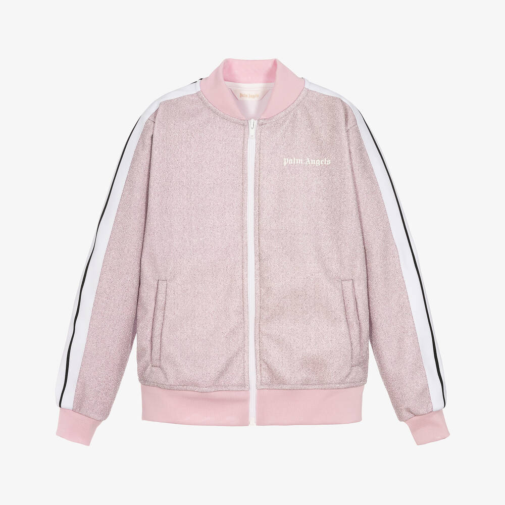 Palm Angels - Veste de survêtement rose en lurex | Childrensalon