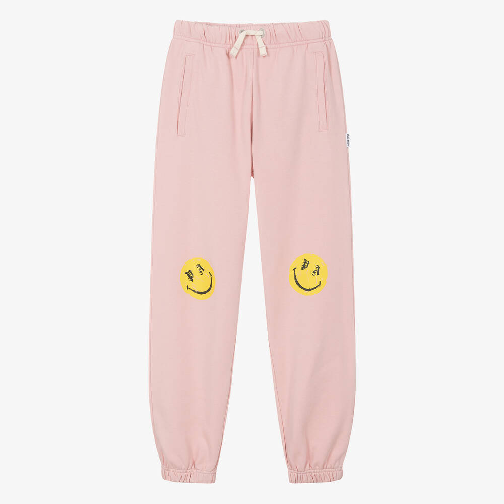 Teen Girls Pink Smiley Cotton Joggers