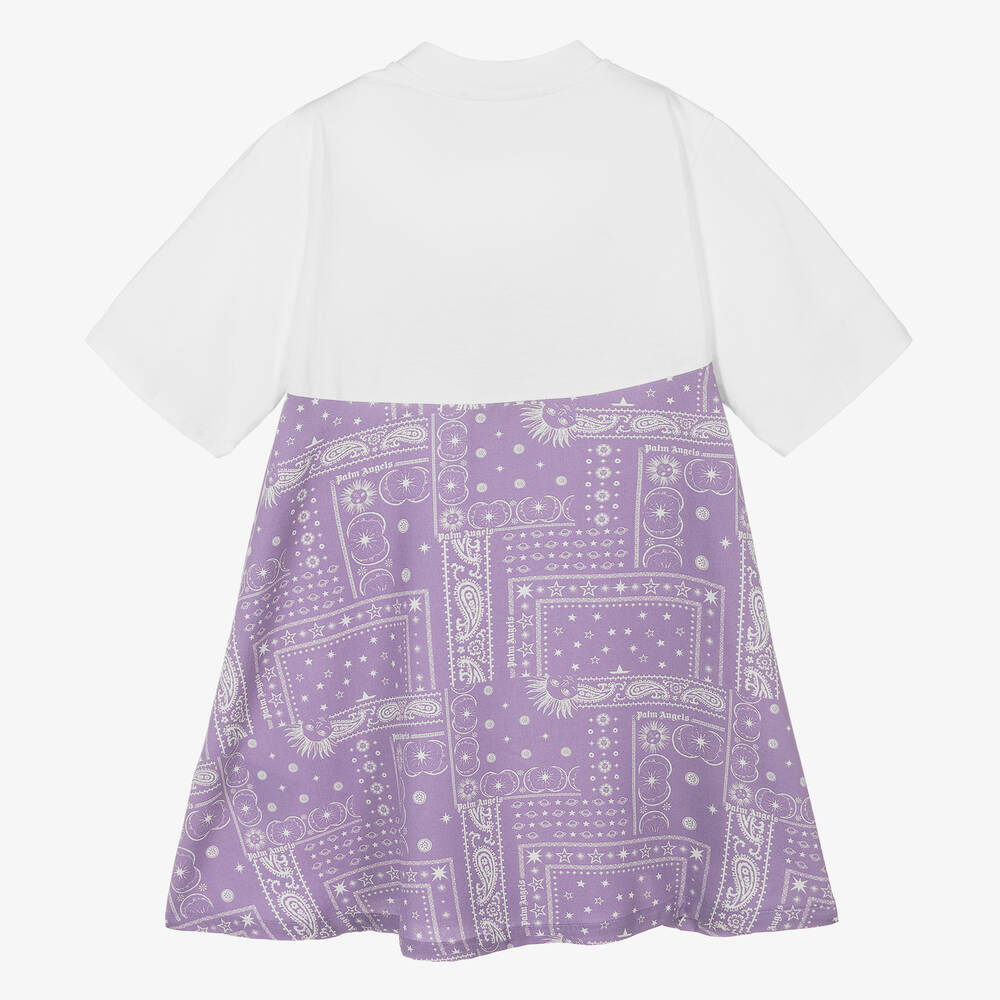 بالم أنجلز-فستان قطن لون بنفسجي وأبيض للمراهقات | Childrensalon Outlet