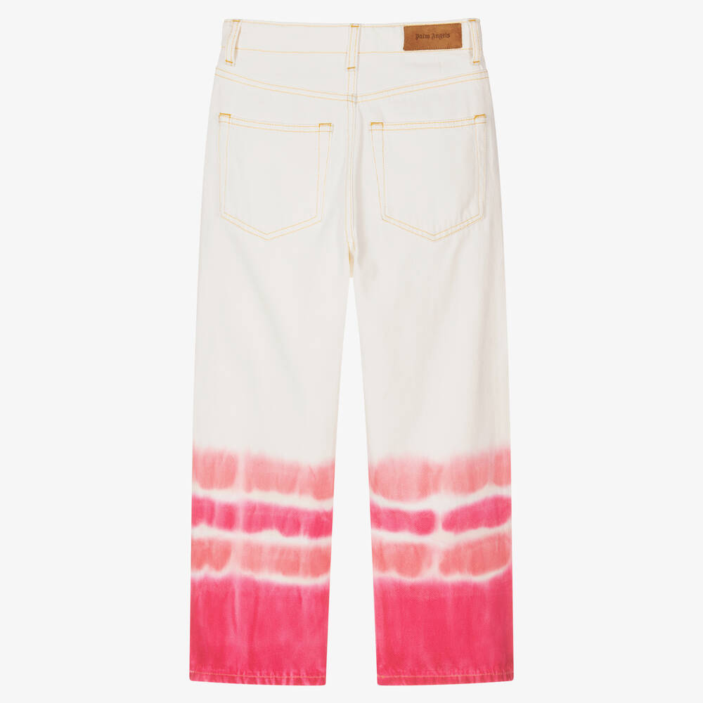 Palm Angels-Teen Girls White & Pink Tie-Dye Jeans | Childrensalon Outlet