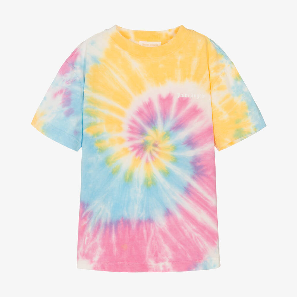 Palm Angels T shirt rose et bleu tie dye ado Childrensalon