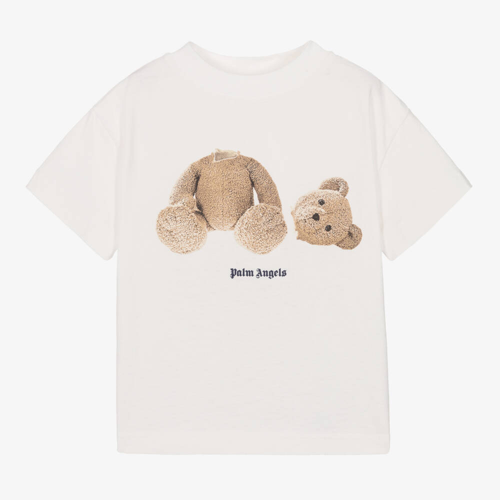 Palm Angels-White Cotton Bear T-Shirt | Childrensalon Outlet