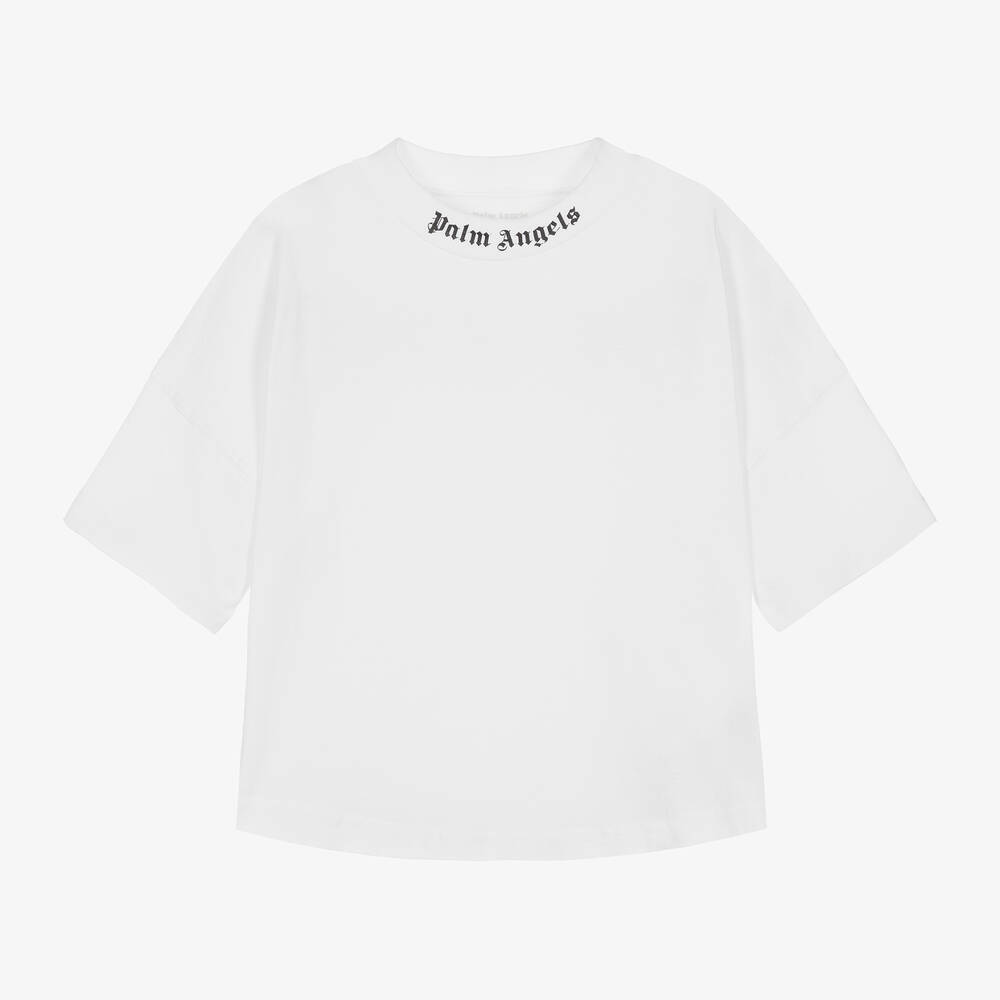 Palm Angels-White Cotton T-Shirt | Childrensalon Outlet