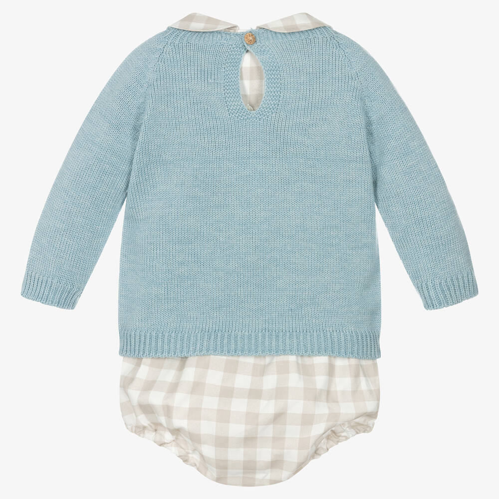 Paloma de la O-Baby Boys Blue & Beige Cotton Shorts Set | Childrensalon Outlet