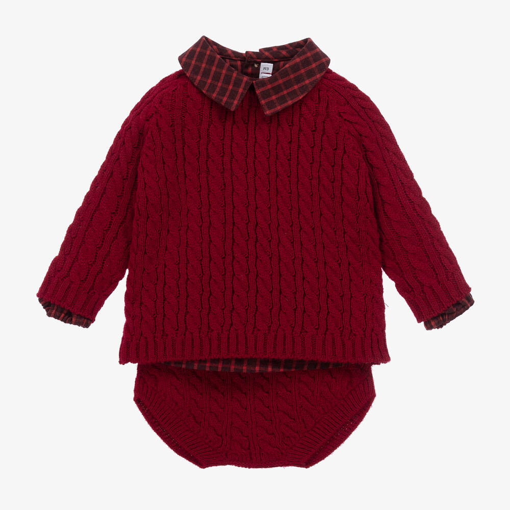 Paloma de la O - Ensemble short bordeaux en maille bébé garçon | Childrensalon