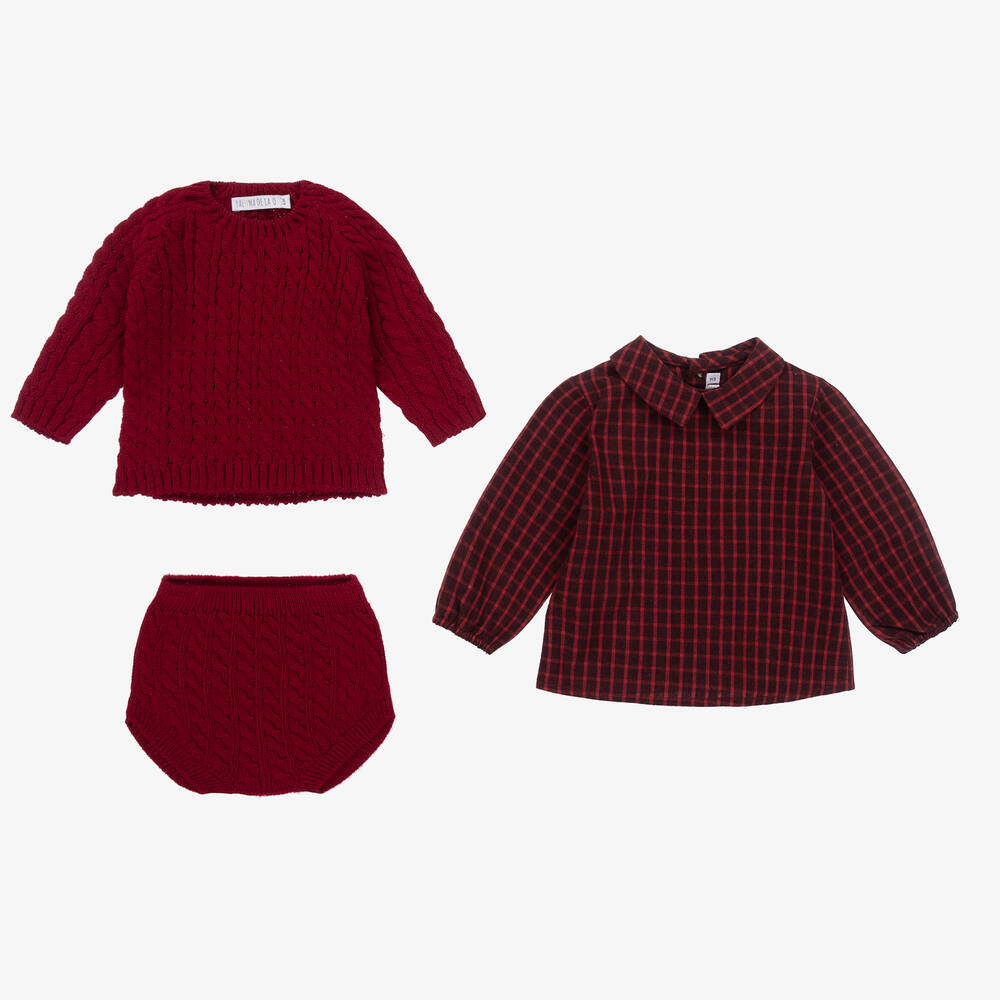 Paloma de la O-Бордовый трикотажный комплект с шортами для малышей | Childrensalon Outlet